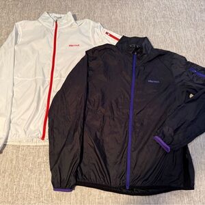 Marmot Black and White Jackets with Purple and Red Accents